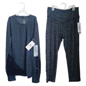 Nine West Active 2 Pc Set Women’s Gray Cropped Pocket Legging & Top Size M